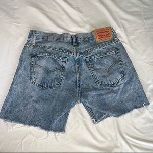 Levis 505 distressed denim shorts